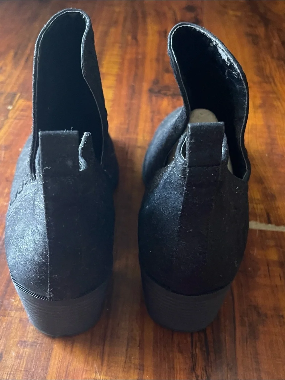 Rock & Candy Black Suede Ankle Booties with Stitched Trim